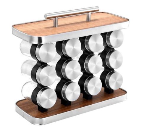 Portable Handle Seasoning Spice Rack With 12 Spice Jars