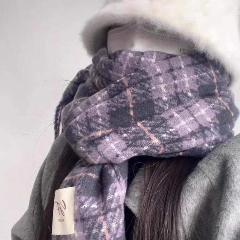 Unisex Classic Style Lattice Imitation Cashmere Scarf