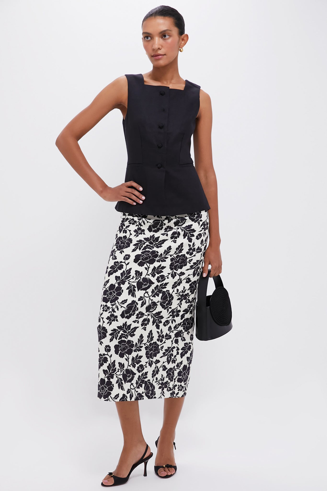 Bone and Black Romeo Column Skirt