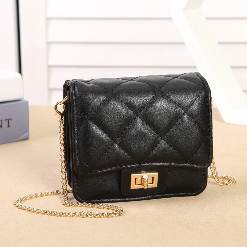With Mirror Cosmetic Bag Mouth Red Envelope New Mini Bag Messenger Bag Women's Diamond Chain Small Square Bag