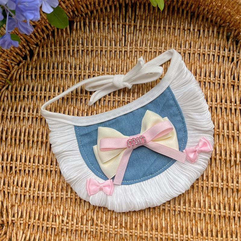 Pet Cat Dog Hot Girl Denim Bib Heavy Industry Cat Saliva Towel Teddy Bear Selling Cute Saliva Towel