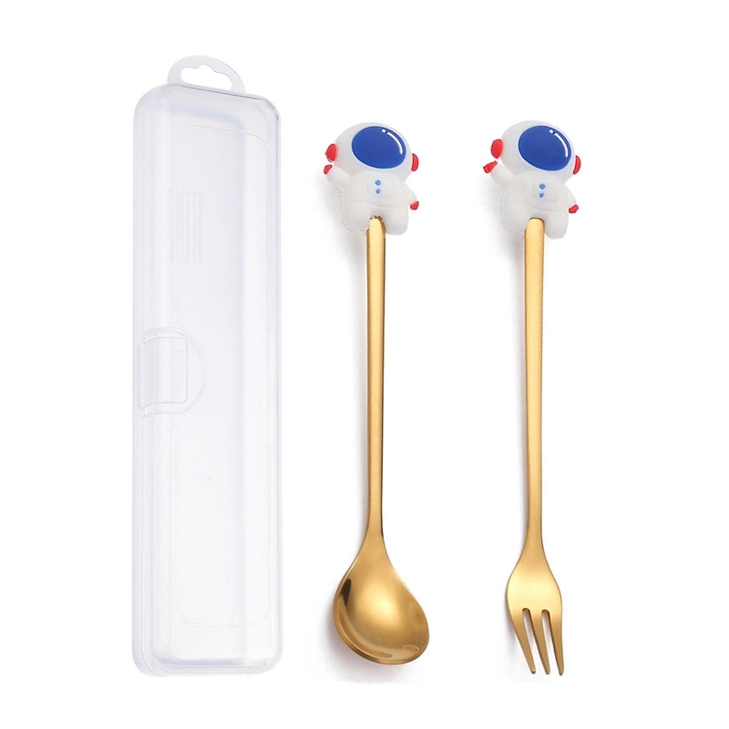 Christmas Cute Animal Santa Claus Stainless Steel Tableware 2 Pieces