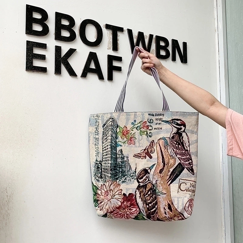 Women's Ethnic Style Butterfly Canvas Shopping Bags
