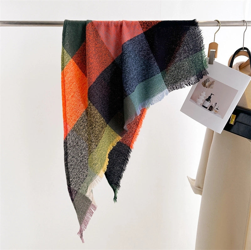 New Cashmere Color Plaid Warm Shawl Scarf Unisex Autumn And Winter Fashion Tassel Scarf
