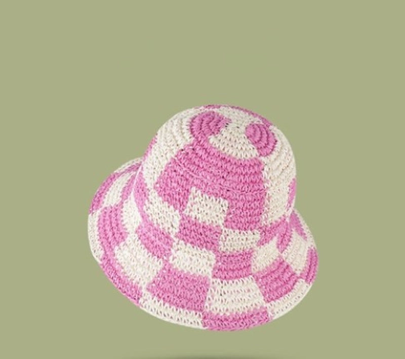 Women's Basic Lattice Braid Flat Eaves Straw Hat