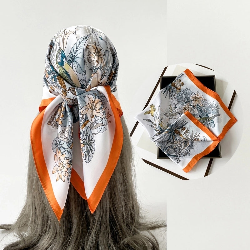 Women's Casual Flower Satin Printing Bandanas