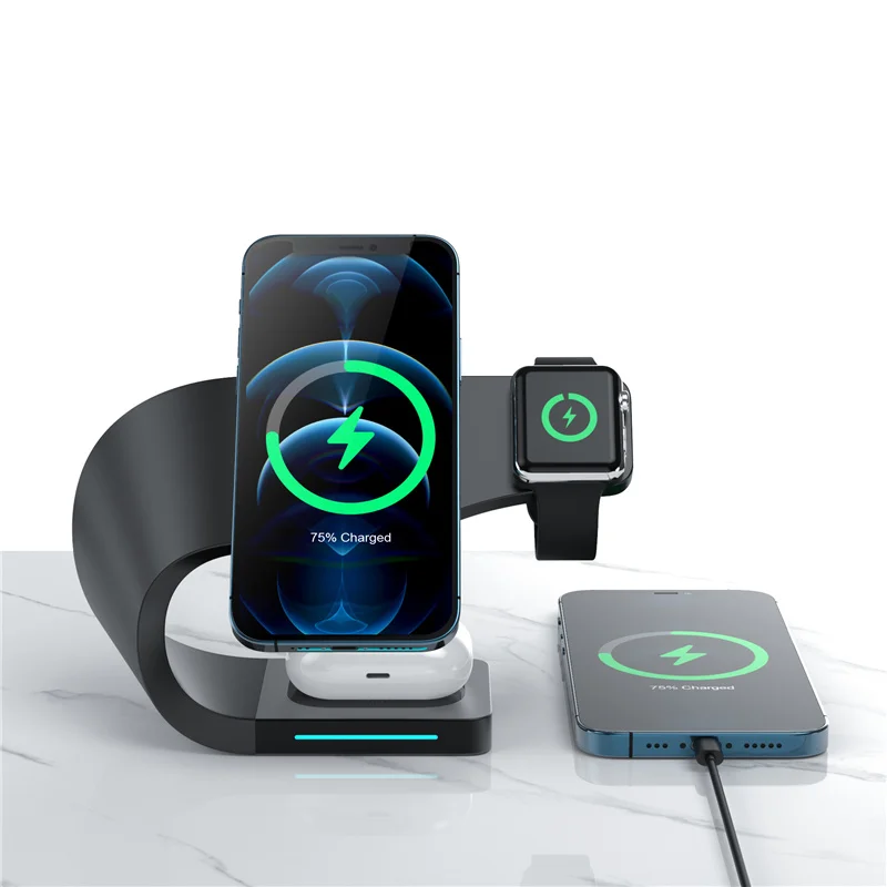 4 in 1 Magnetic Multifuncion Station 3 in 1 Wireless Charger Stand For Phone iWatch 10W 15W Fast Charging