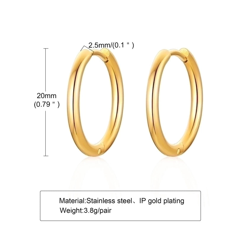 1 Pair Minimalist Solid Color Plating 304 Stainless Steel Hoop Earrings
