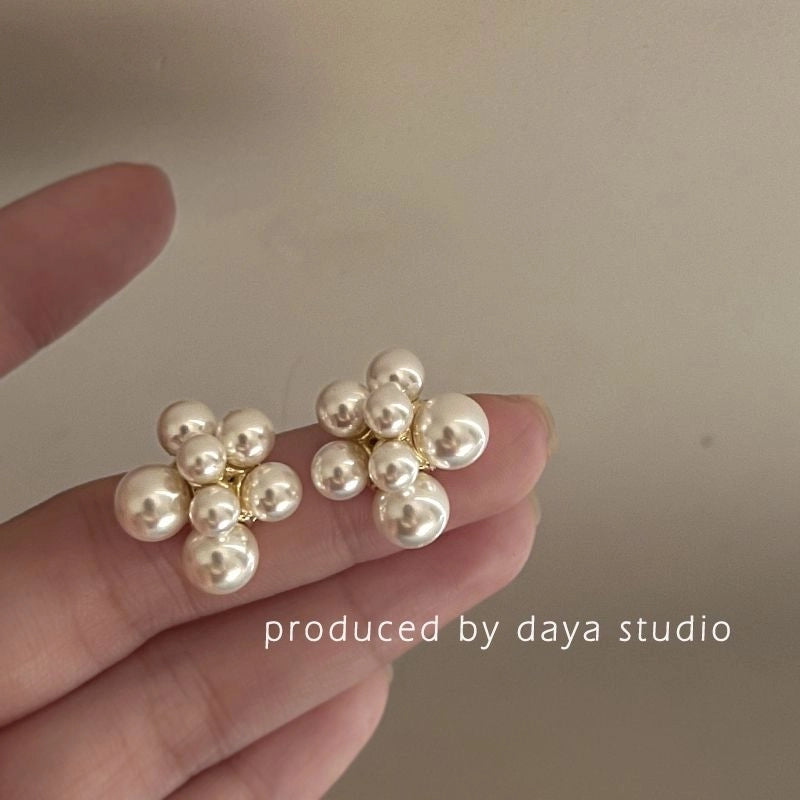 1 Pair Minimalist Round Inlay Alloy Zircon Ear Studs
