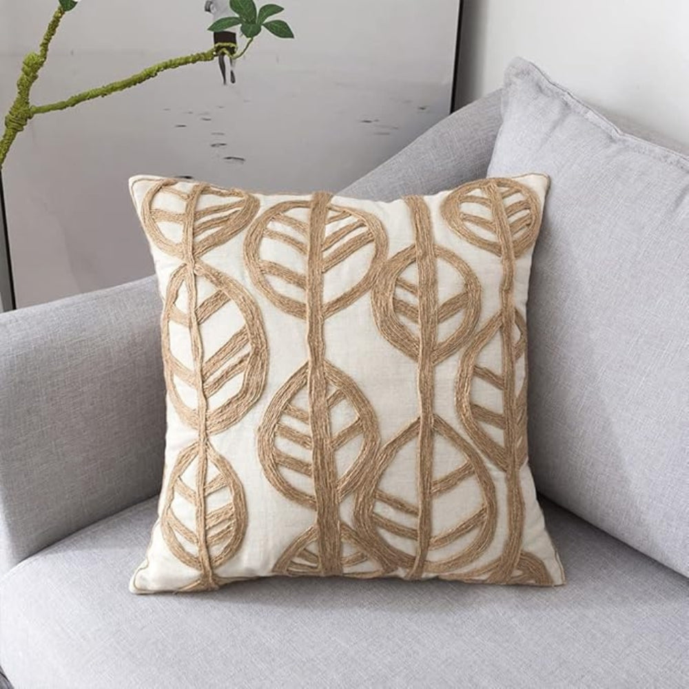 Leaf Embroidery Cushion Cover