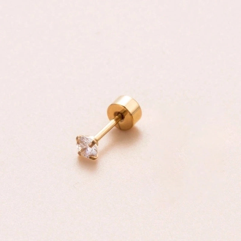 1 Piece Ear Cartilage Rings & Studs Sweet Minimalist Classic Style Geometric Round 316L Stainless Steel  Plating Inlay Zircon