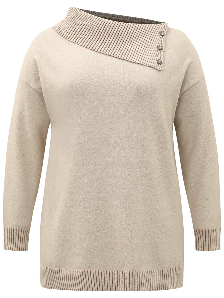 Supersoft Essentials Asymmetrical Neck Button Detail Pullover