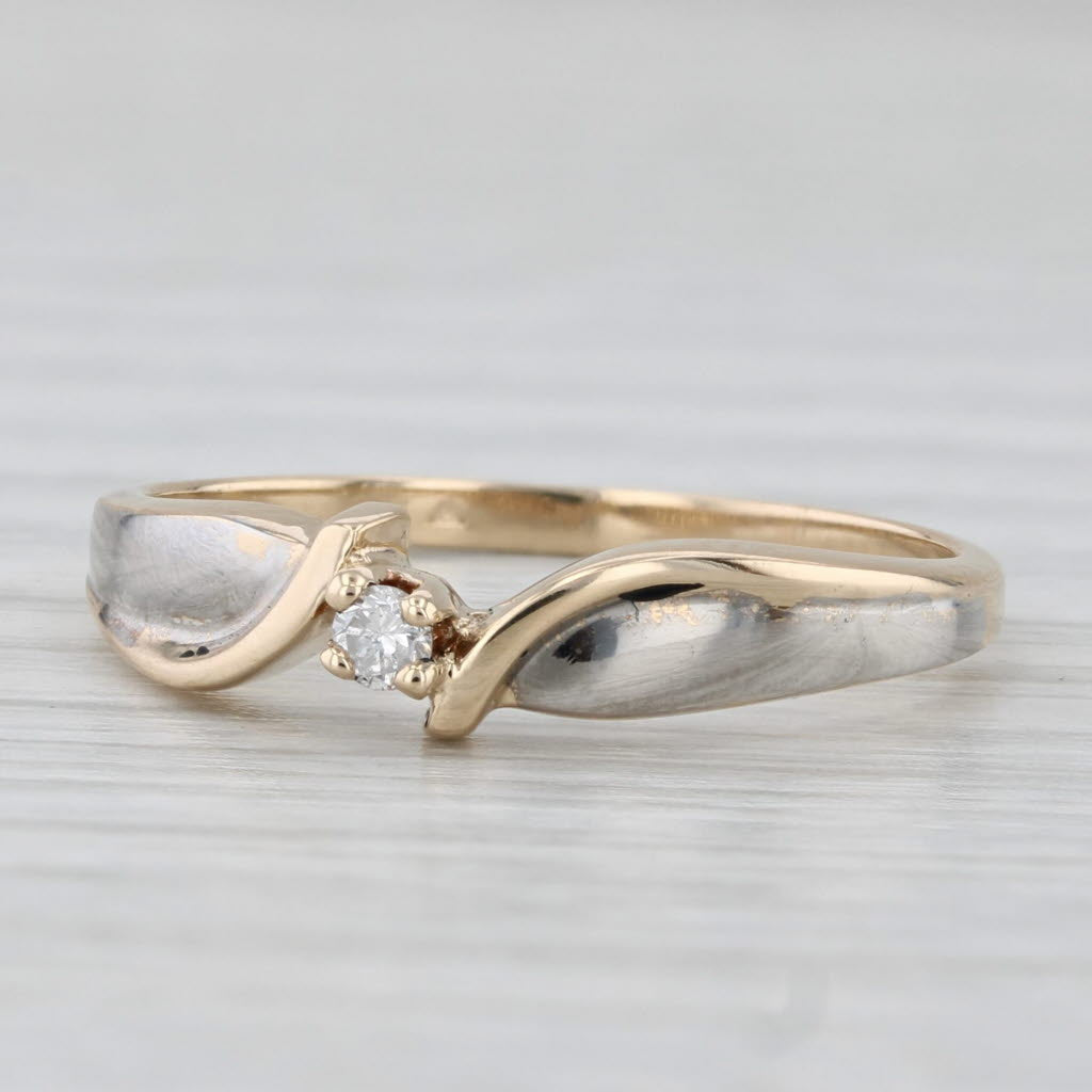 Diamond Solitaire Bypass Ring 10k Yellow Gold Size 7 Promise