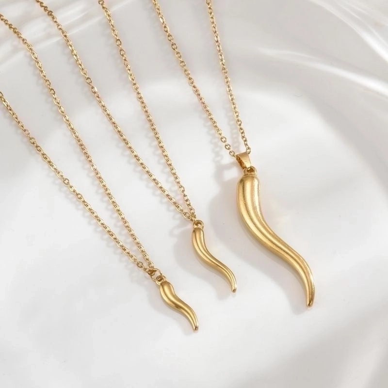 Stainless Steel 18K Gold Plated Minimalist Plating Solid Color Necklace