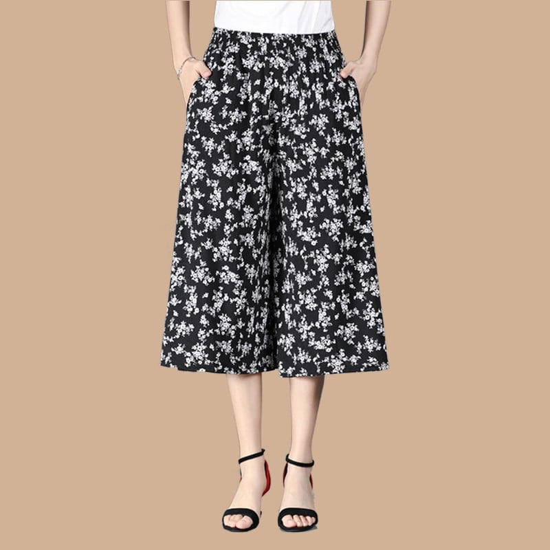 (Hot Sale-49% OFF) Women's High Elastic Waist Pleated Chiffon Wide Leg Culottes