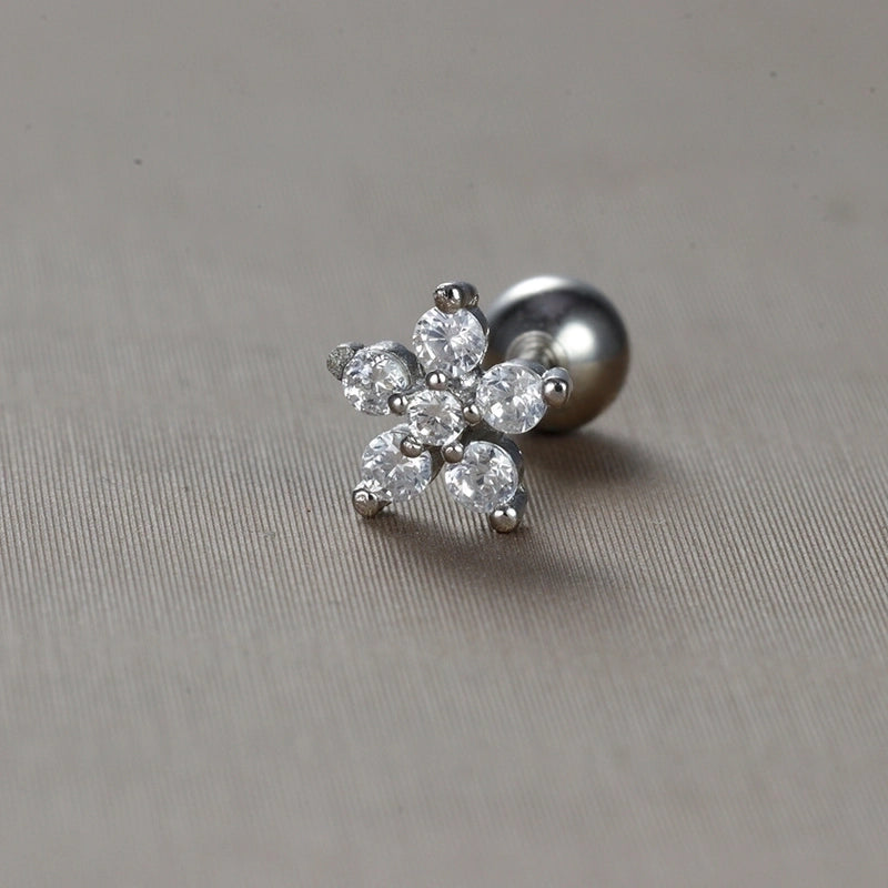 1 Piece Minimalist Star Heart Shape Crown Plating Inlay Stainless Steel Zircon Ear Studs