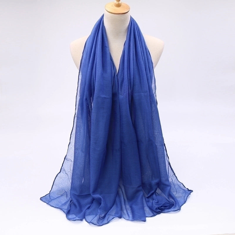 Women's Minimalist Solid Color Voile Sewing Cotton Linen Scarves