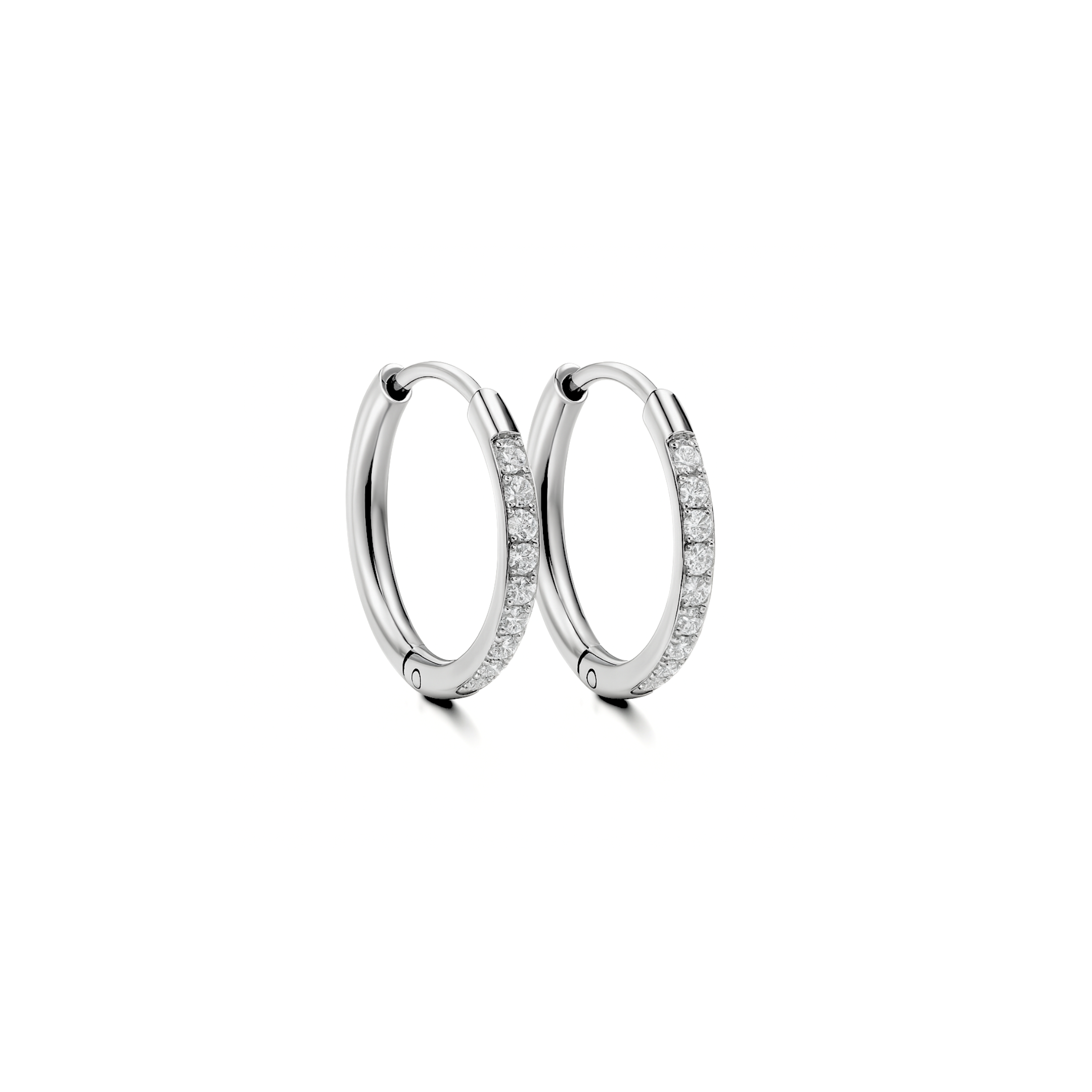 12mm slim diamond style hoops - Silver