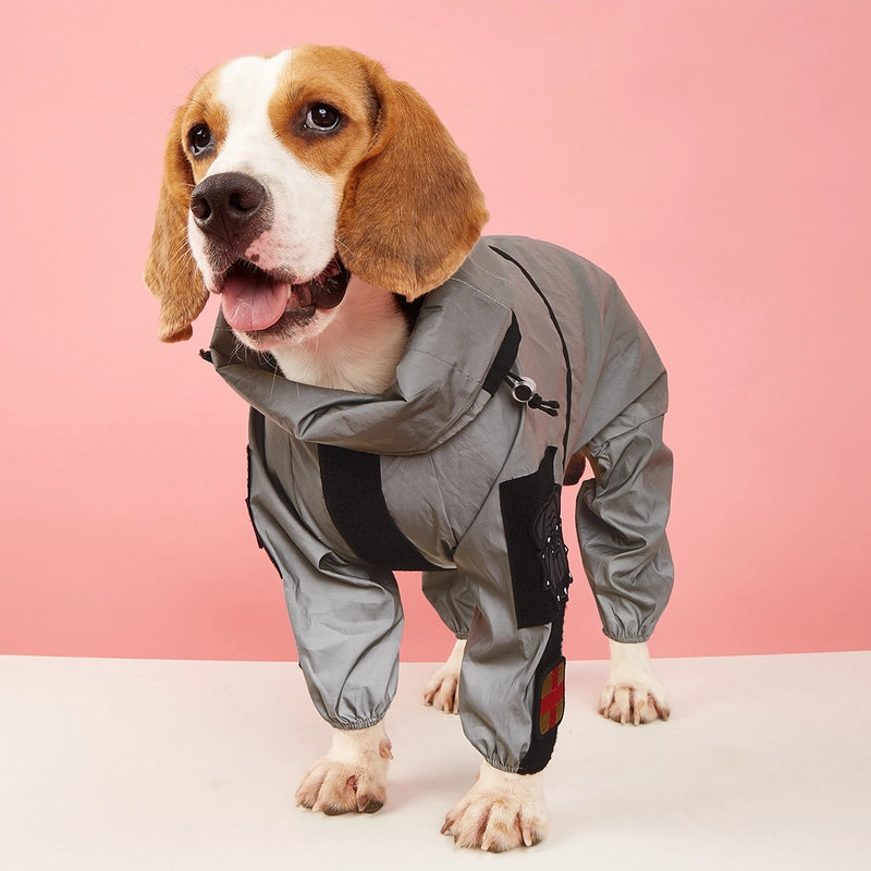 New Pet Reflective All-inclusive Four-legged Large Dog Raincoat Dog Fashion Brand Raincoat Can Be Pasted Armband Clothes