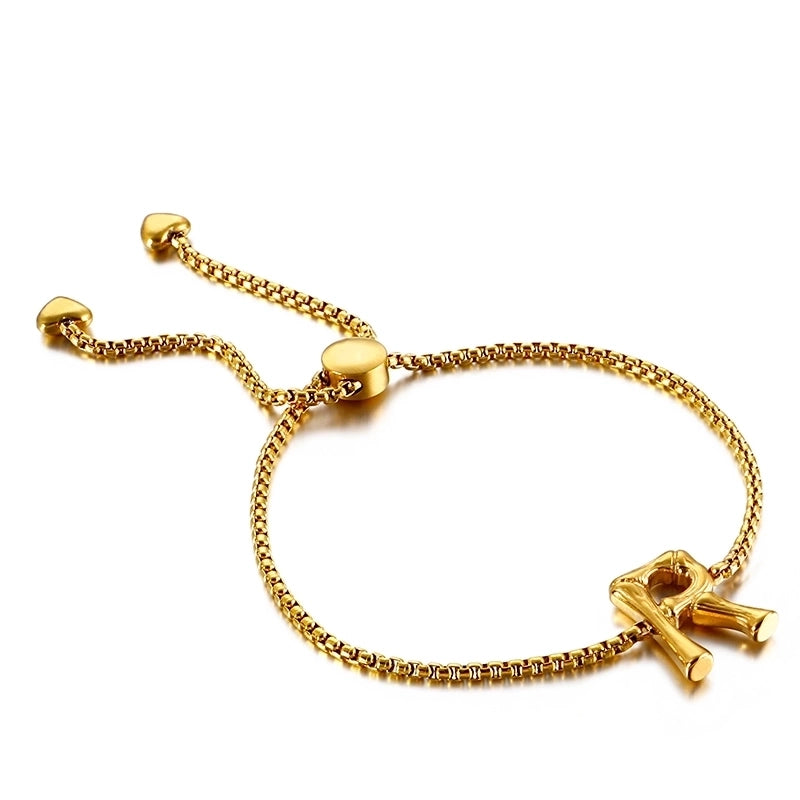 Casual Minimalist Letter Heart Shape Stainless Steel 18K Gold Plated Bracelets In Bulk