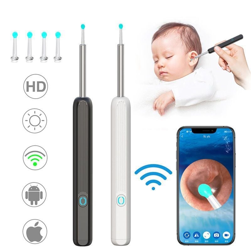 🔥Clean Earwax-Wi-Fi Visible Wax Removal Spoon. USB 1296P HD Load Otoscope