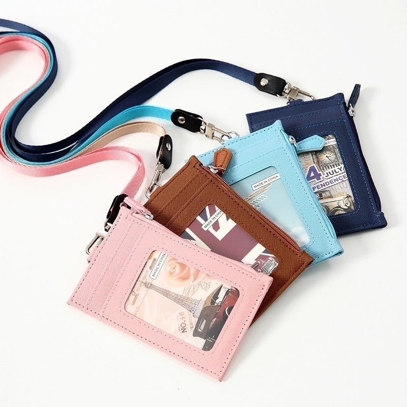 Unisex Solid Color Pu Leather Zipper Card Holders