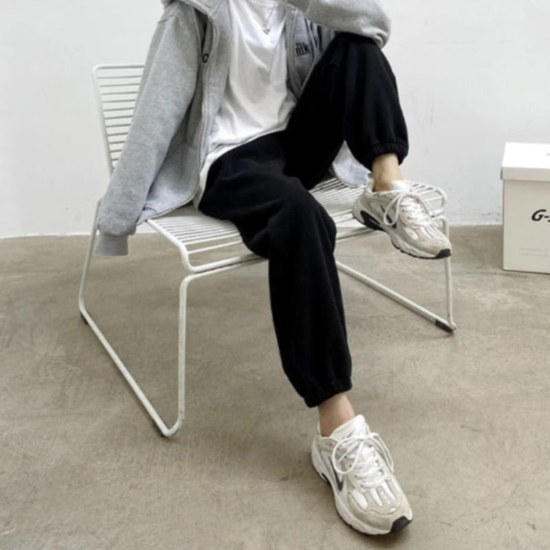 Women's Warm Fleece Casual Wide High Waist Pants