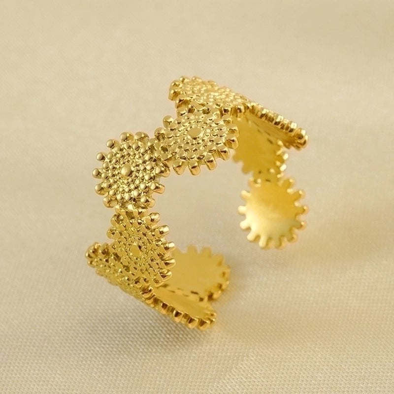 Retro Geometric 304 Stainless Steel Titanium Steel 18K Gold Plated Plating Stainless Steel Rings