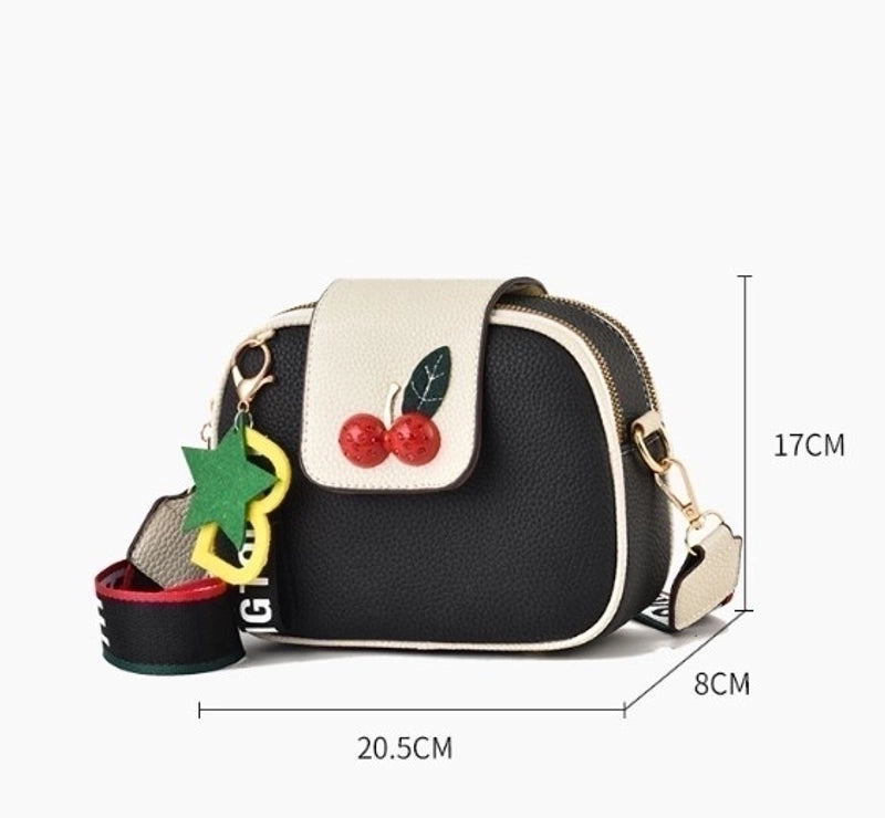Women's Medium Pu Leather Letter Star Fruit Cute Semicircle Magnetic Buckle Crossbody Bag