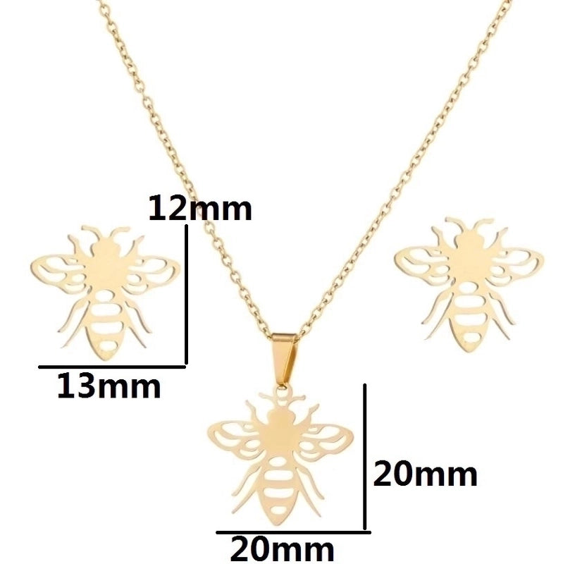 Fashion Animal Stainless Steel Plating Earrings Necklace 1 Set