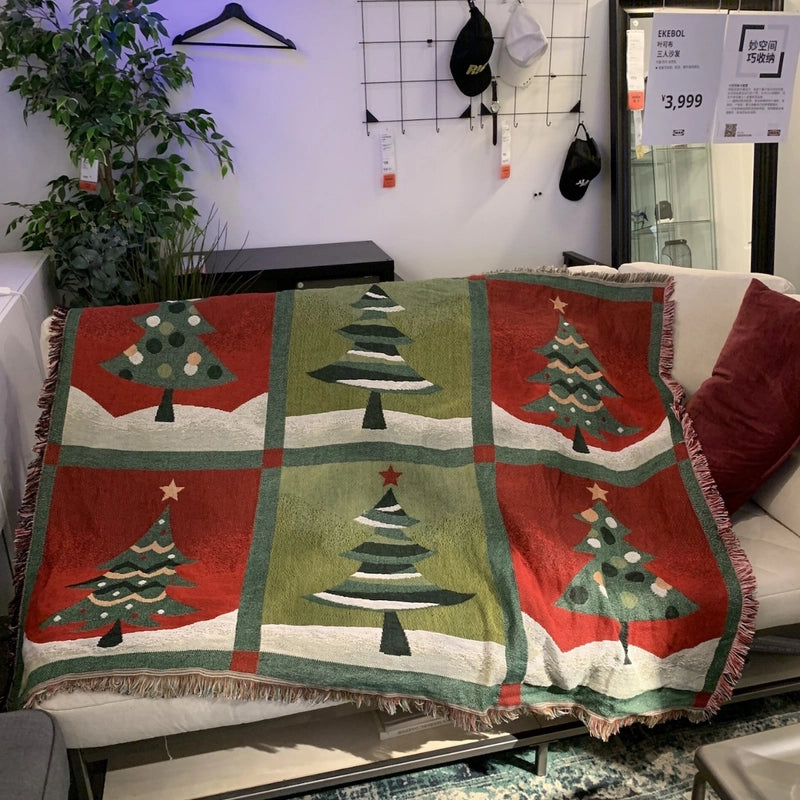 Christmas Elegant Glam Classical Stripe Cotton Blanket Couch & Sofa Decor
