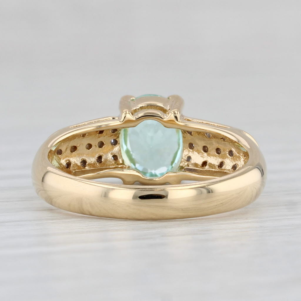 1.09ctw Green Tourmaline Diamond Ring 18k Yellow Gold Size 7