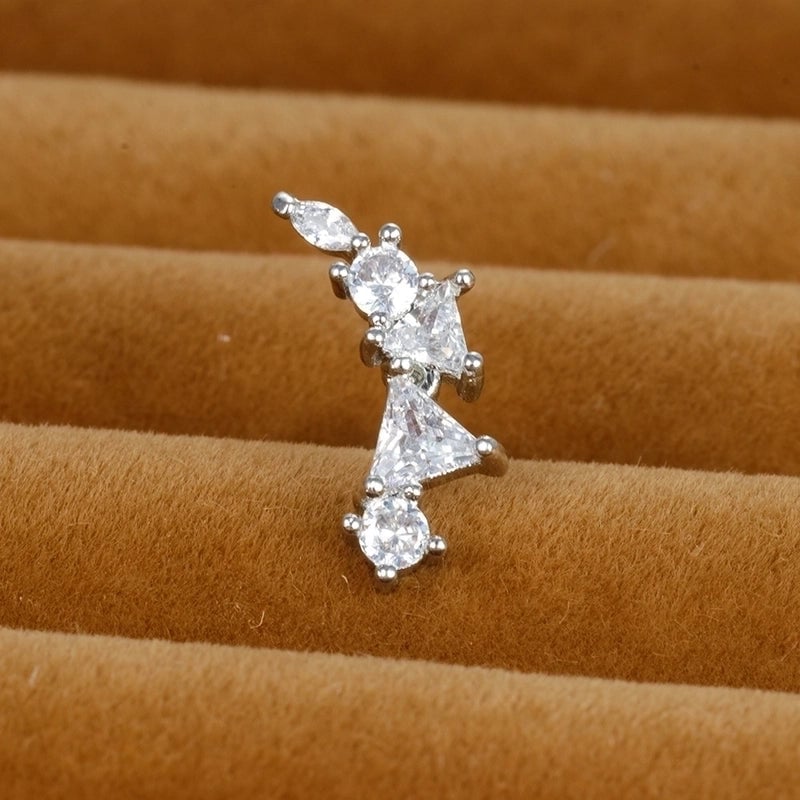1 Piece Minimalist Geometric Plating Inlay Stainless Steel Zircon Cartilage Earrings