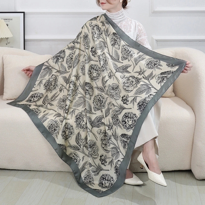 Women's Vintage Style Letter Color Block Polyester Silk Scarves
