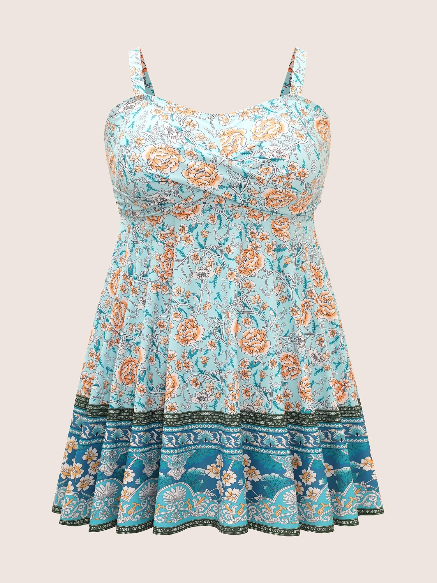 Bandana Print Crossover Adjustable Straps Swim Dress