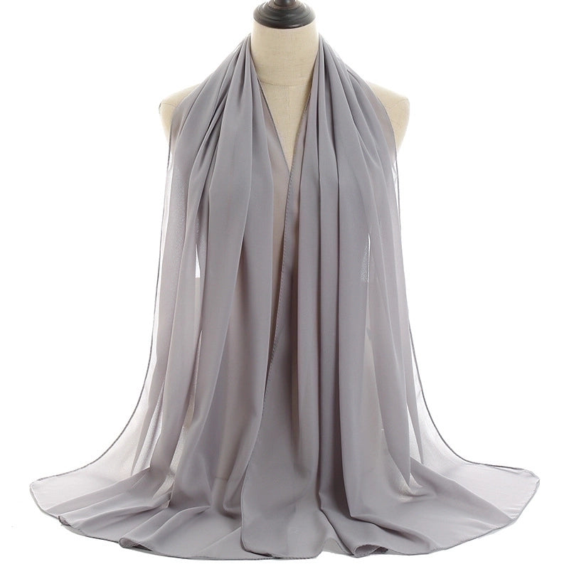 Women's Minimalist Solid Color Chiffon Cotton Linen Scarves