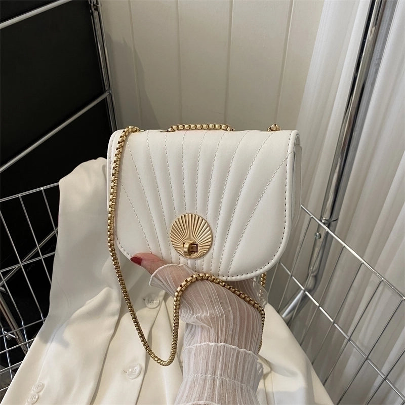 Women's Pu Leather Solid Color Cute Semicircle Flip Cover Shoulder Bag Crossbody Bag
