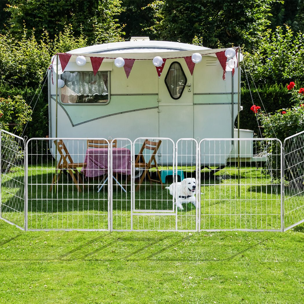 8 Panel 48'' Puppy Exercise Playpen Enclosure - White