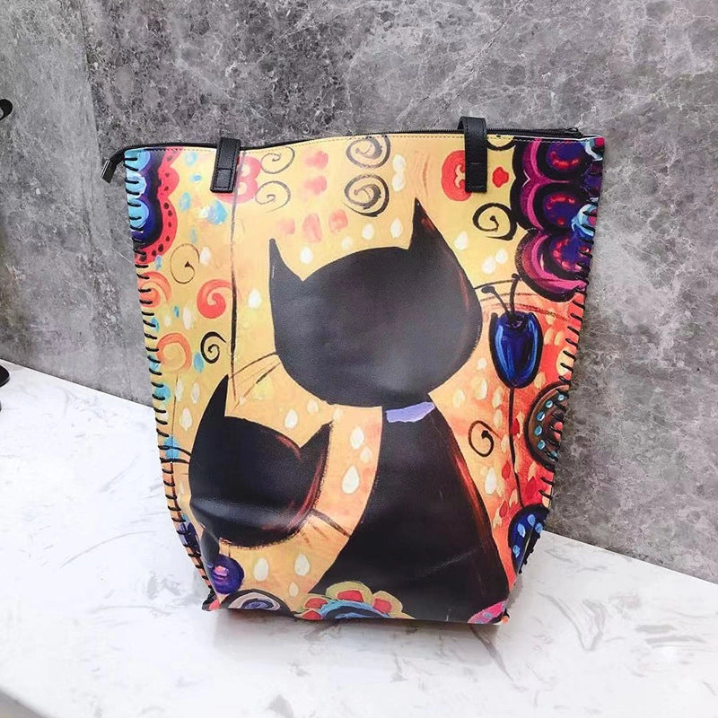 Women's Large Pu Leather Geometric Basic Vacation Bucket Zipper Shoulder Bag