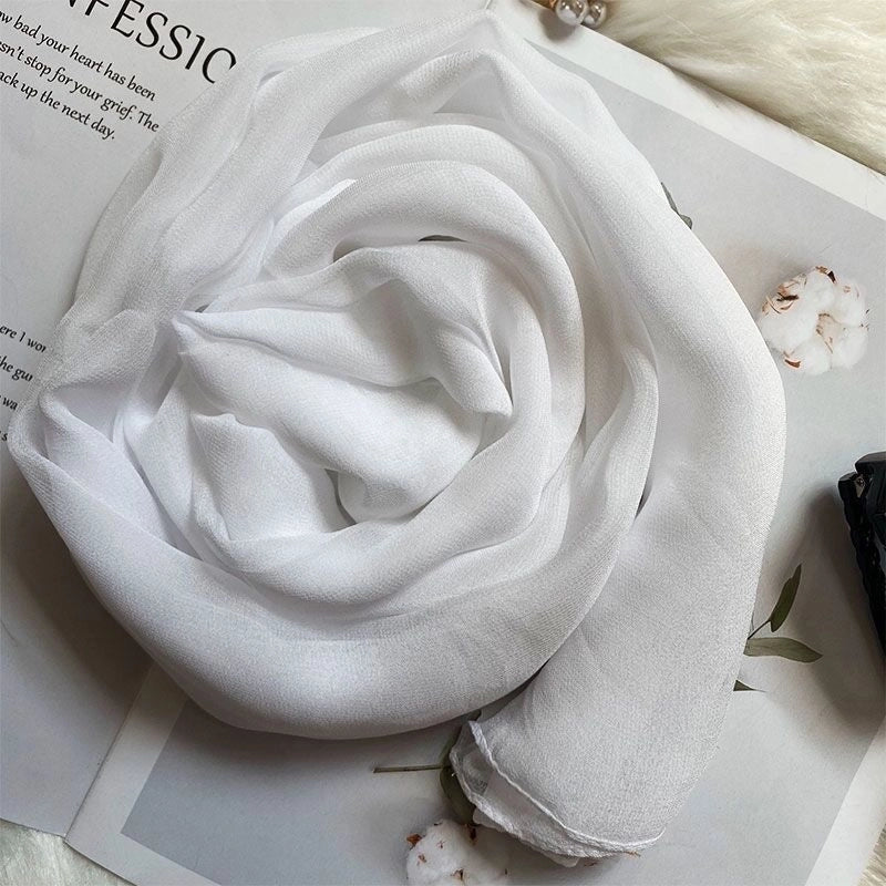 Women's Basic Lady Solid Color Georgette Silk Scarf