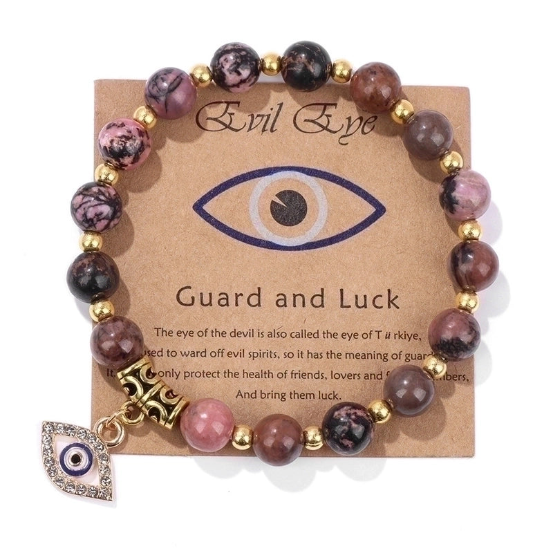 Retro Ethnic Style Devil'S Eye Alloy Natural Stone Elastic String Woven Chain Bracelets In Bulk
