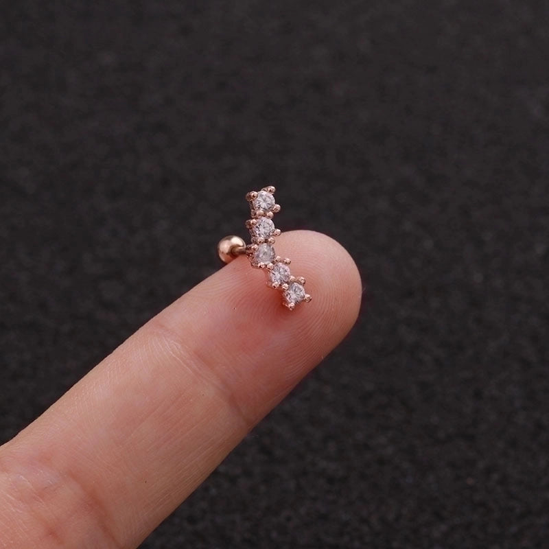 Minimalist Triangle Round Water Droplets Stainless Steel Copper Inlaid Zircon Ear Studs 1 Piece