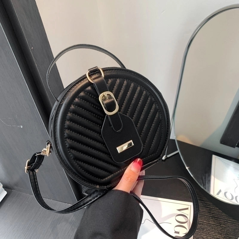 Women's Pu Leather Solid Color Elegant Round Zipper Handbag