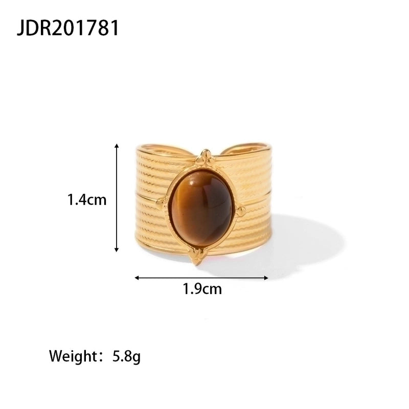 Fashion Geometric 304 Stainless Steel Artificial Gemstones Irregular Rings