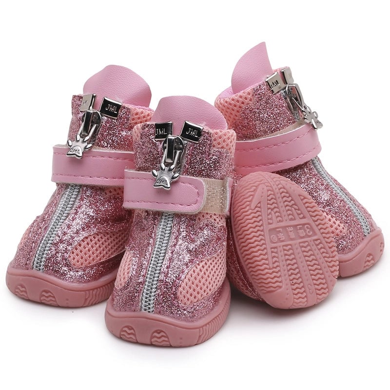 Camellia New Dog Shoes Shiny Sports Pet Shoes Breathable Four Seasons Shoes