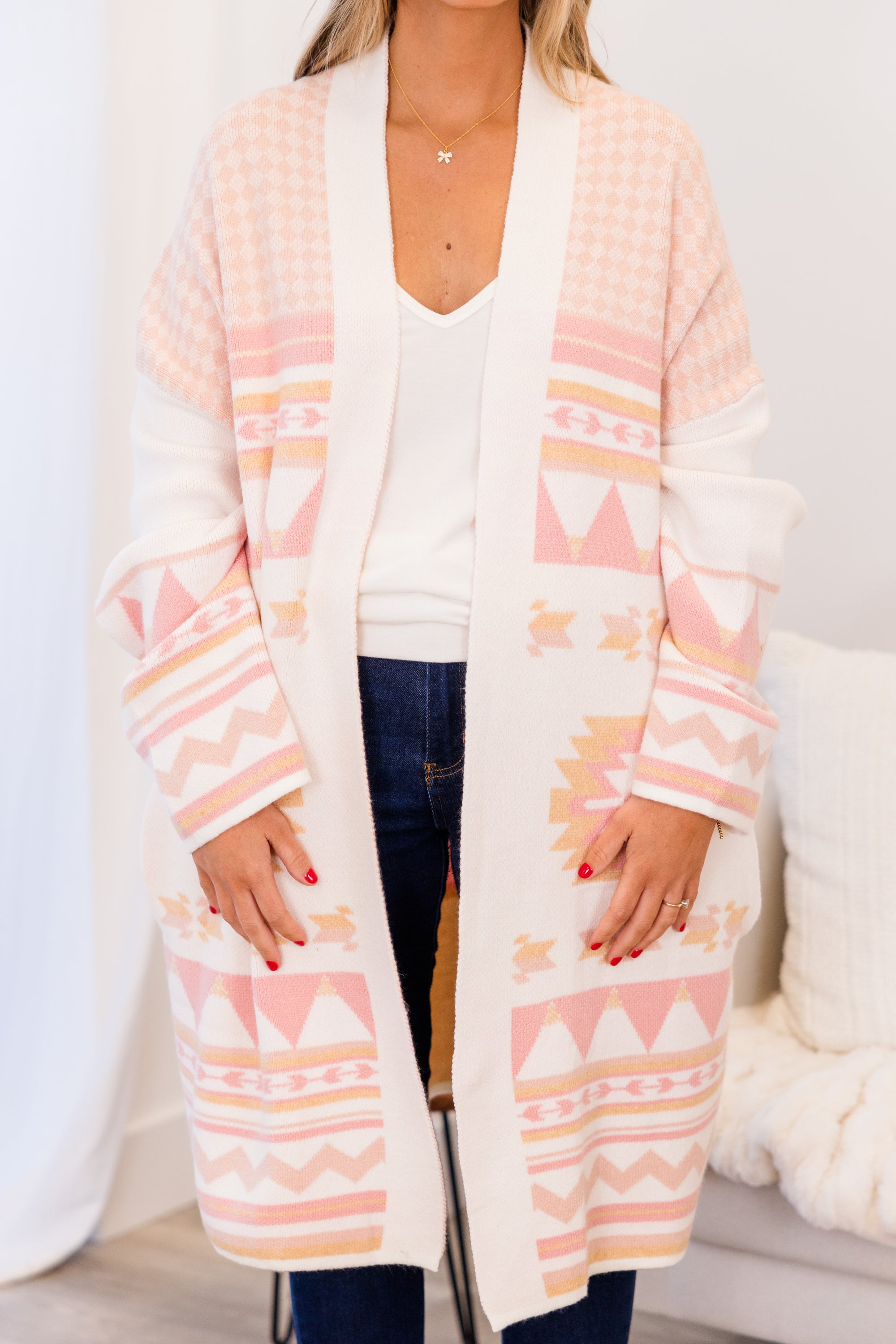 Wavy Wonder Cardigan. Pink