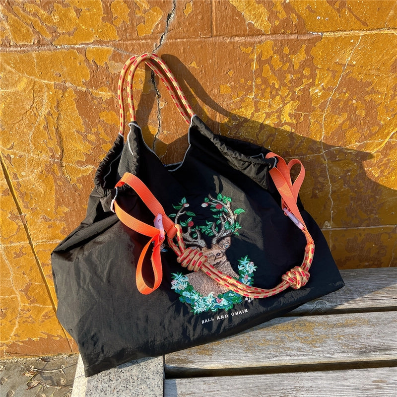 Women's Medium Polyester Animal Plant Streetwear Square Open Shopping Bags