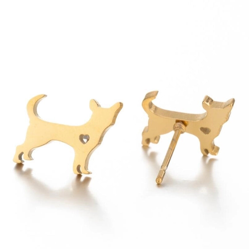 Minimalist Animal Stainless Steel Plating Hollow Out Ear Studs 1 Pair