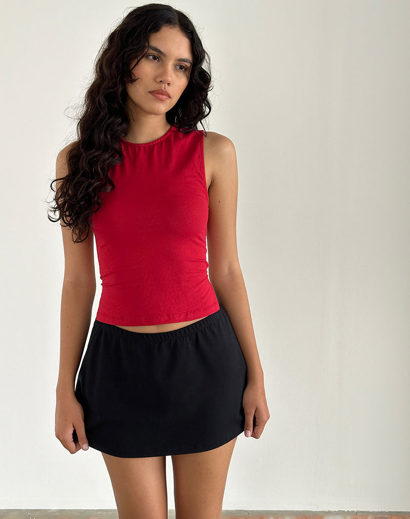 Baruna Tie Back Basic Top in Adrenaline Red