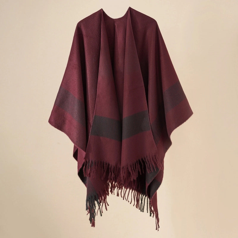 Women's Casual Lattice Polyester Tassel Shawl